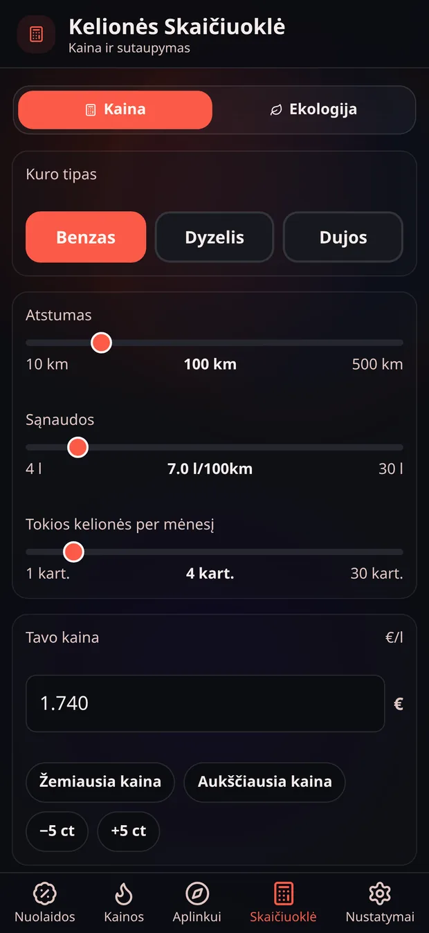 Kelionės skaičiuoklė: atstumas, sąnaudos ir kelionės kaina